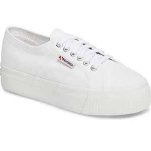Superga white platforms